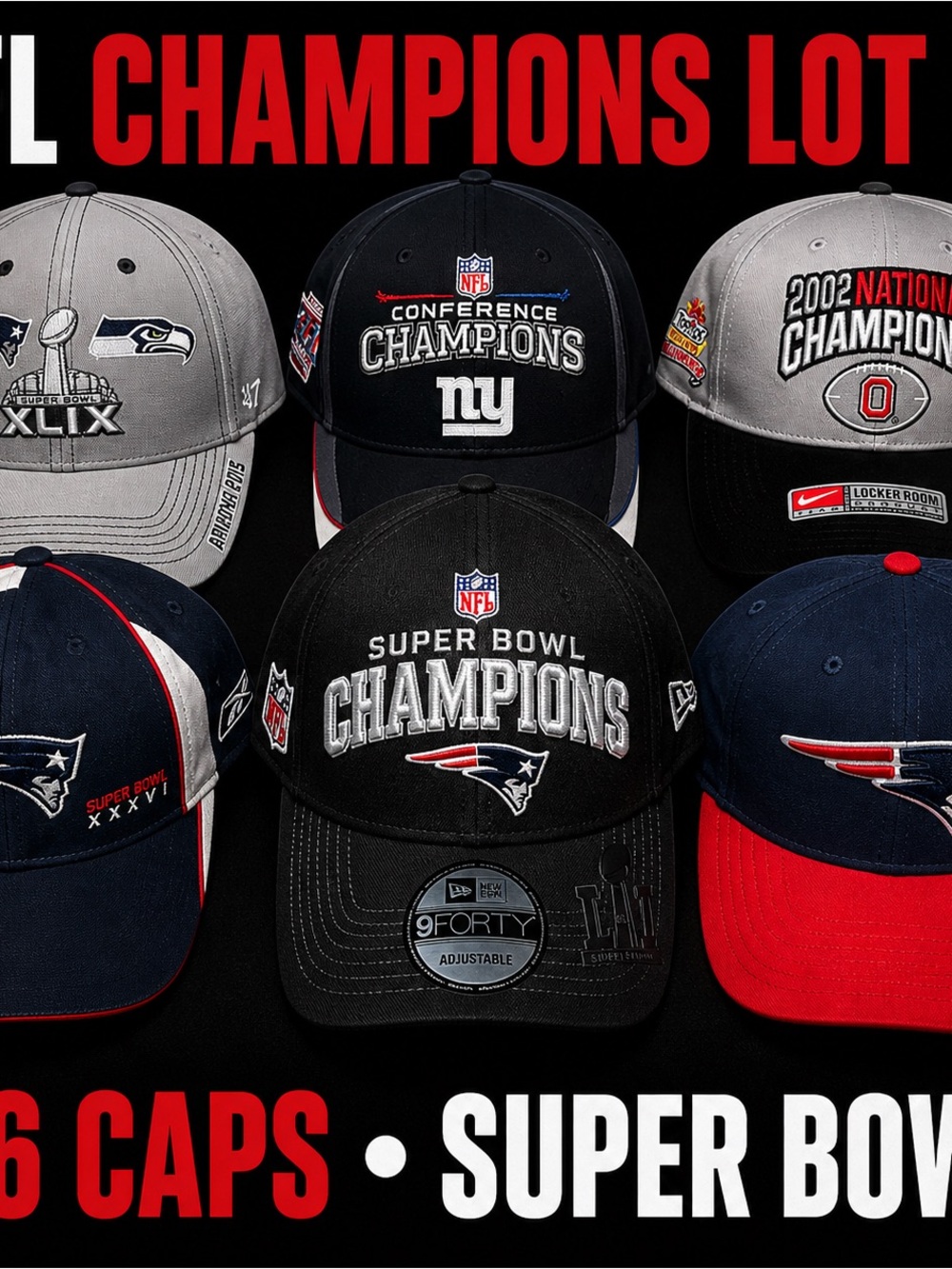 New Era Black Super Bowl Champions Baseball Cap with Patriots Logo